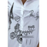 Chemise blanche cintrée avec illustration Paris