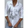 Chemise blanche cintrée avec illustration Paris