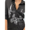 Chemise noire cintrée avec illustration Paris