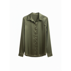 Chemise Fluide Satinée verte – Élégance & Confort