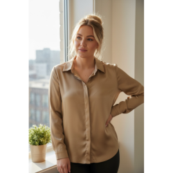 Chemise Fluide Satinée beige – Élégance & Confort