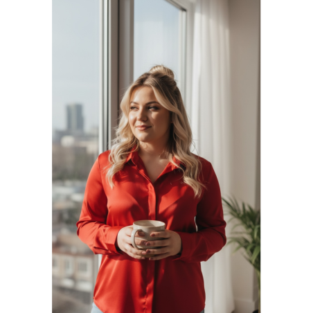 Chemise Fluide Satinée rouge – Élégance & Confort