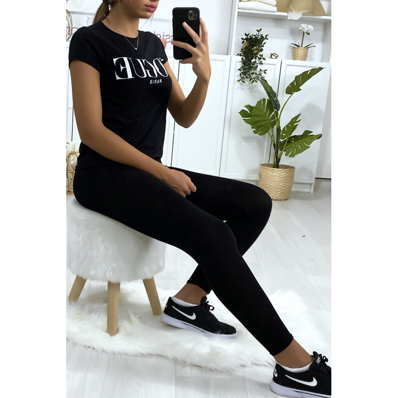 Leggings uni basique couleur noir