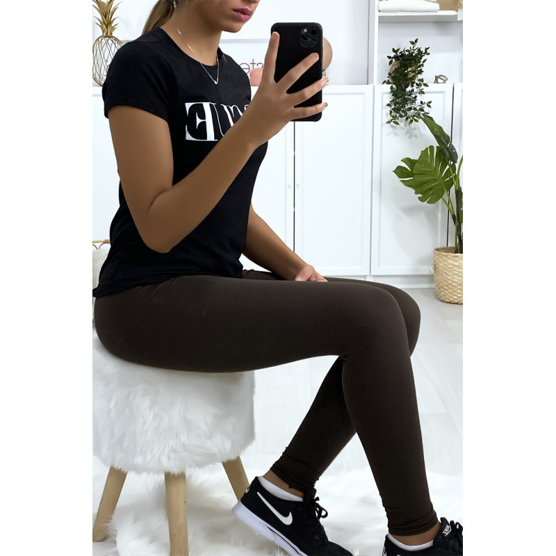 Leggings uni basique couleur choco
