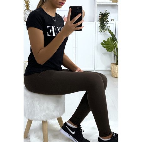 Leggings uni basique couleur choco