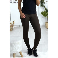 Leggings uni basique couleur choco