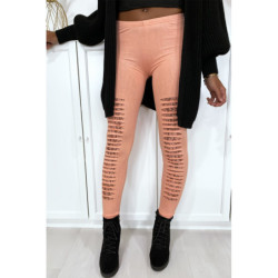 Legging rose effilé à l'avant et doublé en dentelle