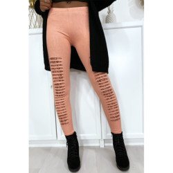 Legging rose effilé à l'avant et doublé en dentelle