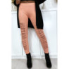 Legging rose effilé à l'avant et doublé en dentelle