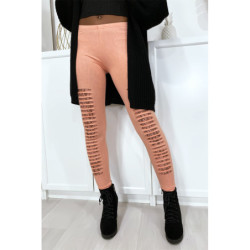 Legging rose effilé à l'avant et doublé en dentelle