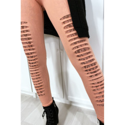 Legging rose effilé à l'avant et doublé en dentelle