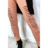 Legging rose effilé à l'avant et doublé en dentelle