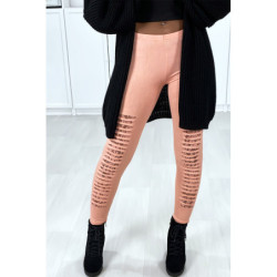 Legging rose effilé à l'avant et doublé en dentelle