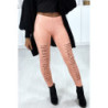 Legging rose effilé à l'avant et doublé en dentelle