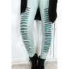 Legging vert d'eau effilé à l'avant et doublé en dentelle