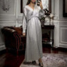 Longue robe cache coeur grise matière brillante à motif