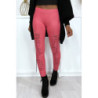 Legging fuchsia effilé à l'avant et doublé en dentelle
