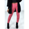 Legging fuchsia effilé à l'avant et doublé en dentelle