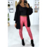 Legging fuchsia effilé à l'avant et doublé en dentelle