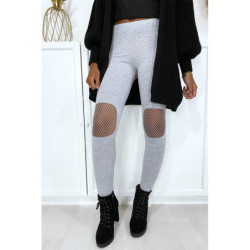 Legging gris avec résille aux genoux