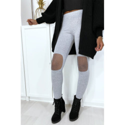 Legging gris avec résille aux genoux