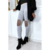 Legging gris avec résille aux genoux