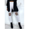 Legging blanc avec résille aux genoux
