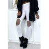 Legging blanc avec résille aux genoux