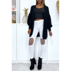 Legging blanc avec résille aux genoux
