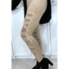 Legging beige avec joli motif coupé et doublé en résille