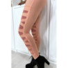 Legging rose avec joli motif coupé et doublé en résille