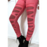 Legging fuchsia avec joli motif coupé et doublé en résille