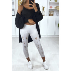 Legging corsaire gris matière brillante et extensible effilé à l'avant