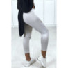 Legging corsaire gris matière brillante et extensible effilé à l'avant