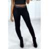 Legging jacquard noir transparent à l'avant et simili à l'arrière
