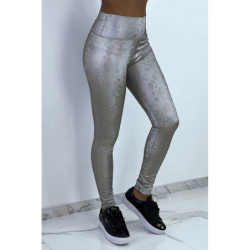 Legging gris argenté effet 3D motif Python