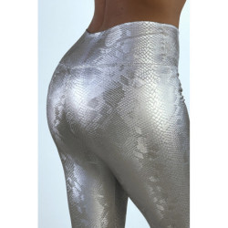 Legging gris argenté effet 3D motif Python