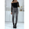 Legging noir taille haute et molletonné motif jean délavé