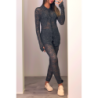 Legging anthracite en dentelle