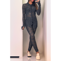 Legging anthracite en dentelle