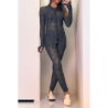 Legging anthracite en dentelle