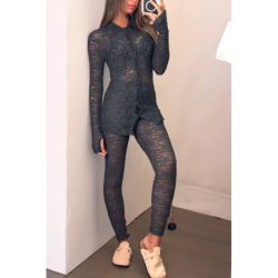 Legging anthracite en dentelle