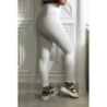 Legging blanc en maille côtelé très extensible