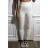 Legging blanc en maille côtelé très extensible