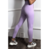 Legging violet en maille côtelé très extensible