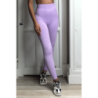 Legging violet en maille côtelé très extensible