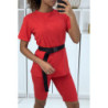 Ensemble T-shirt et cycliste rouge avec ceinture