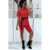 Ensemble T-shirt et cycliste rouge avec ceinture