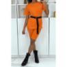Ensemble T-shirt et cycliste orange avec ceinture