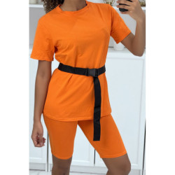 Ensemble T-shirt et cycliste orange avec ceinture